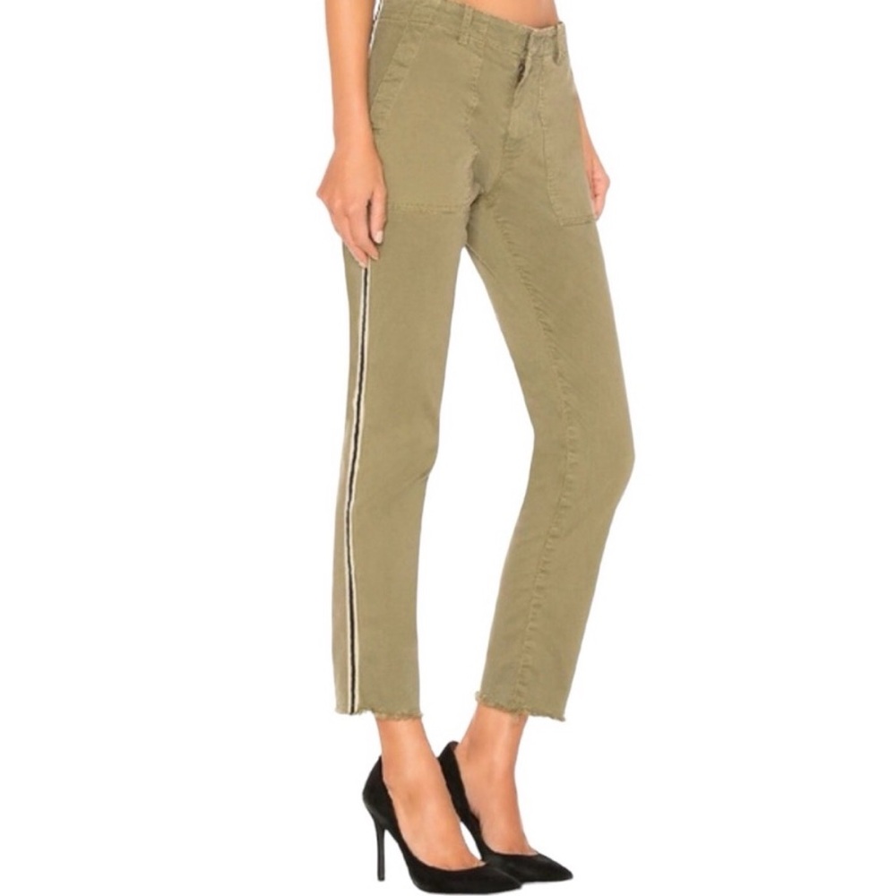 NILI LOTAN Jenna Pants Street Wear Olive Cropped Side Grosgrain Side Tape Size 2